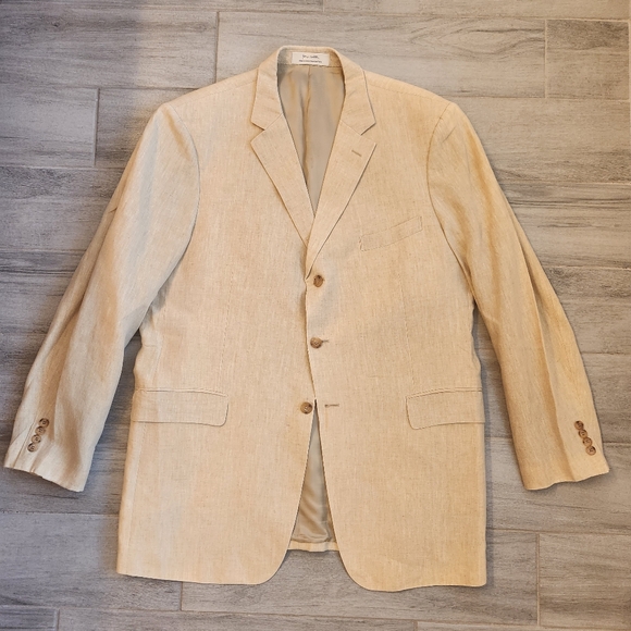 John W. Nordstrom sport coat men's 48Long sand cream 100% italian linen blazer